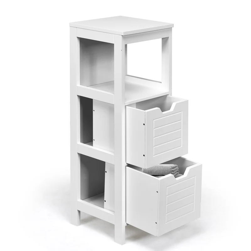 Floor Cabinet, Multifunction Storage Rack Stand Organizer, White