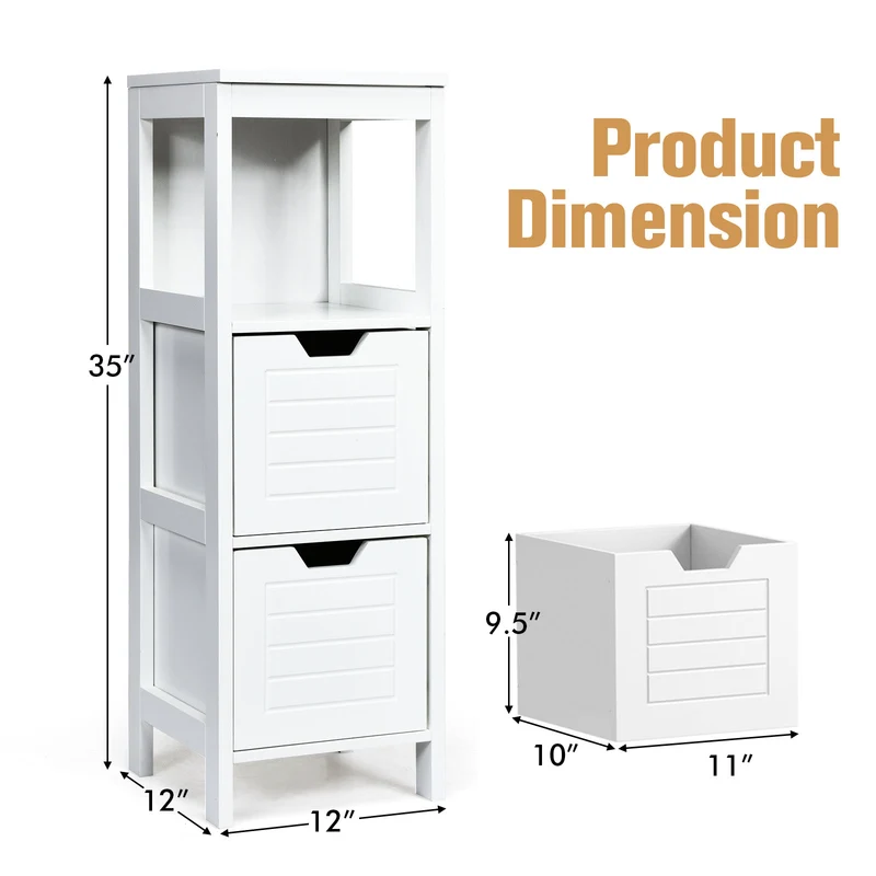 Floor Cabinet, Multifunction Storage Rack Stand Organizer, White