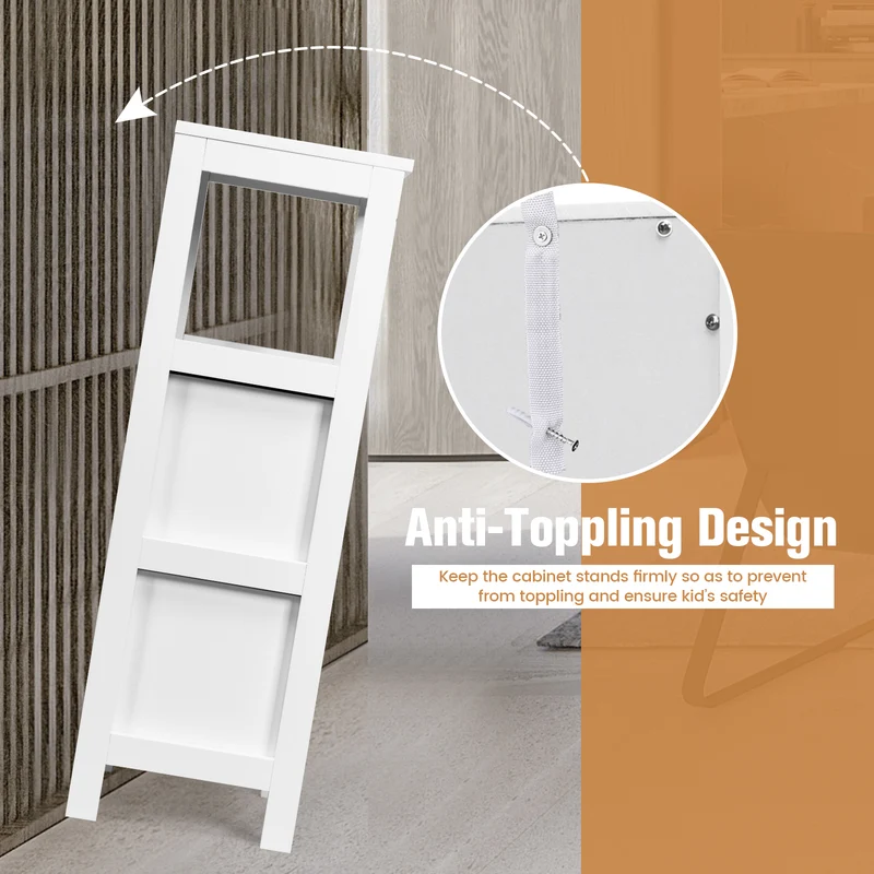 Floor Cabinet, Multifunction Storage Rack Stand Organizer, White