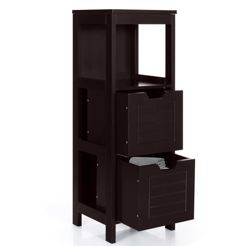 Wooden Floor Cabinet, Multifunction Storage Rack, Brown