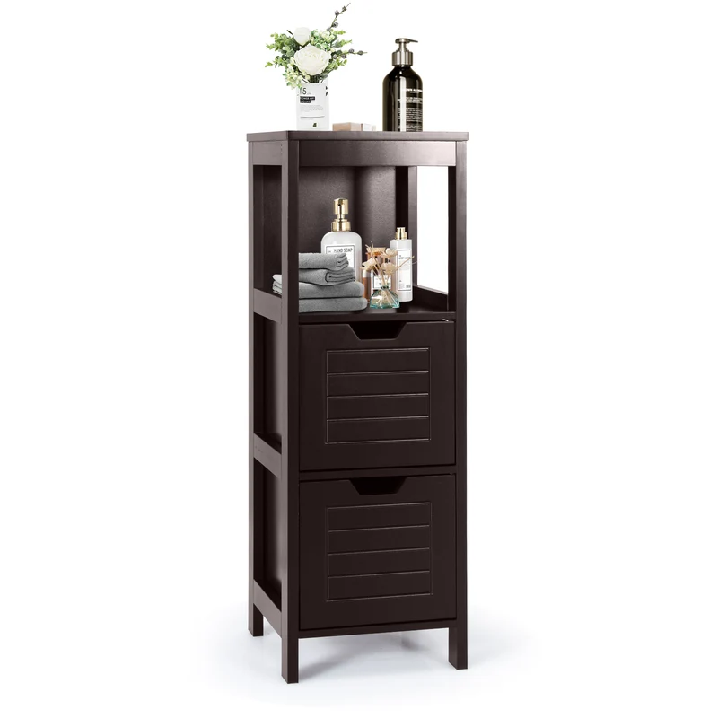 Wooden Floor Cabinet, Multifunction Storage Rack, Brown