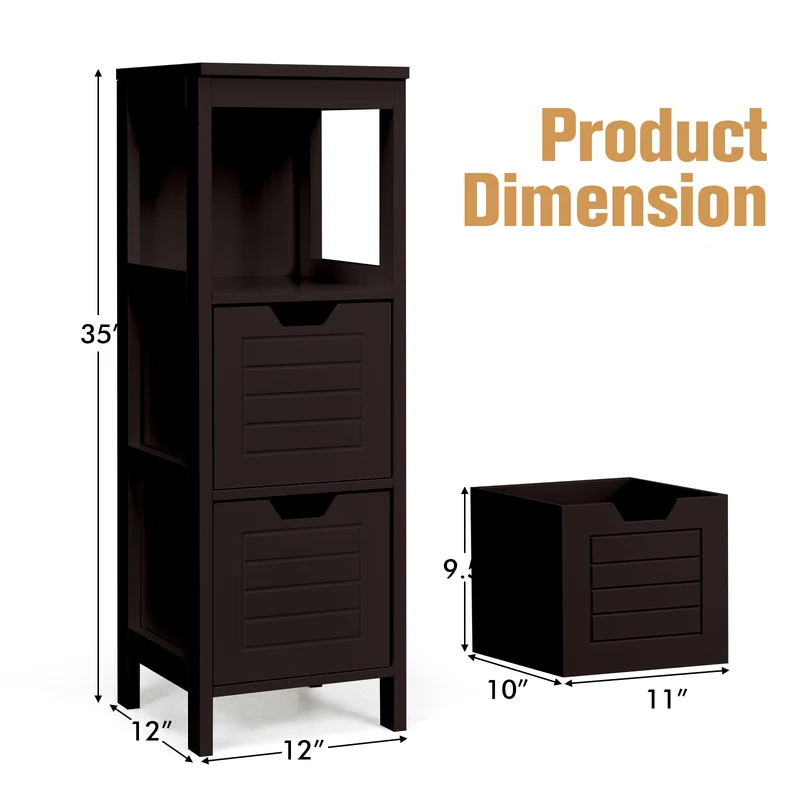 Wooden Floor Cabinet, Multifunction Storage Rack, Brown