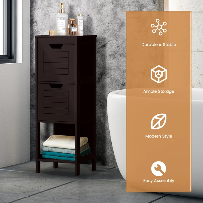 Wooden Floor Cabinet, Multifunction Storage Rack, Brown