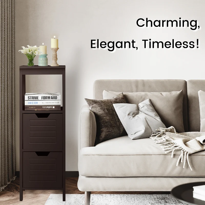 Wooden Floor Cabinet, Multifunction Storage Rack, Brown