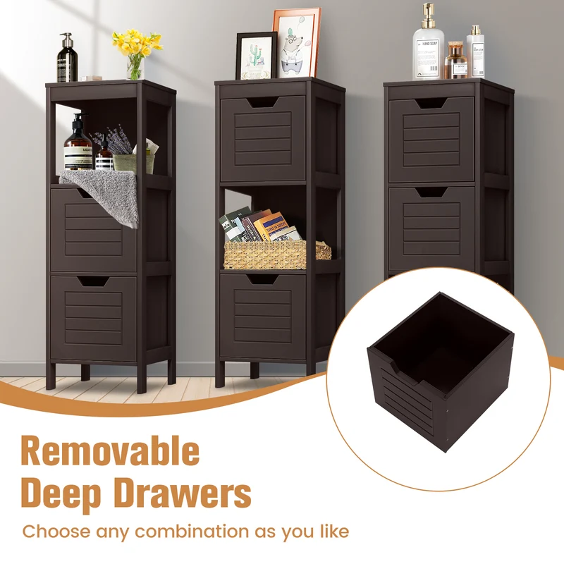 Wooden Floor Cabinet, Multifunction Storage Rack, Brown