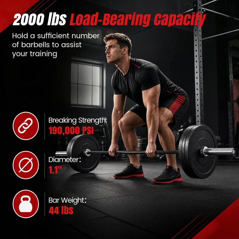 7FT Olympic Bar 2000 lbs, Silver