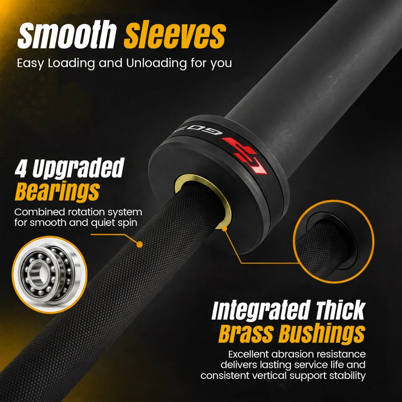 2000 lbs 7FT Olympic Bar for Squats and Home Gym, Black