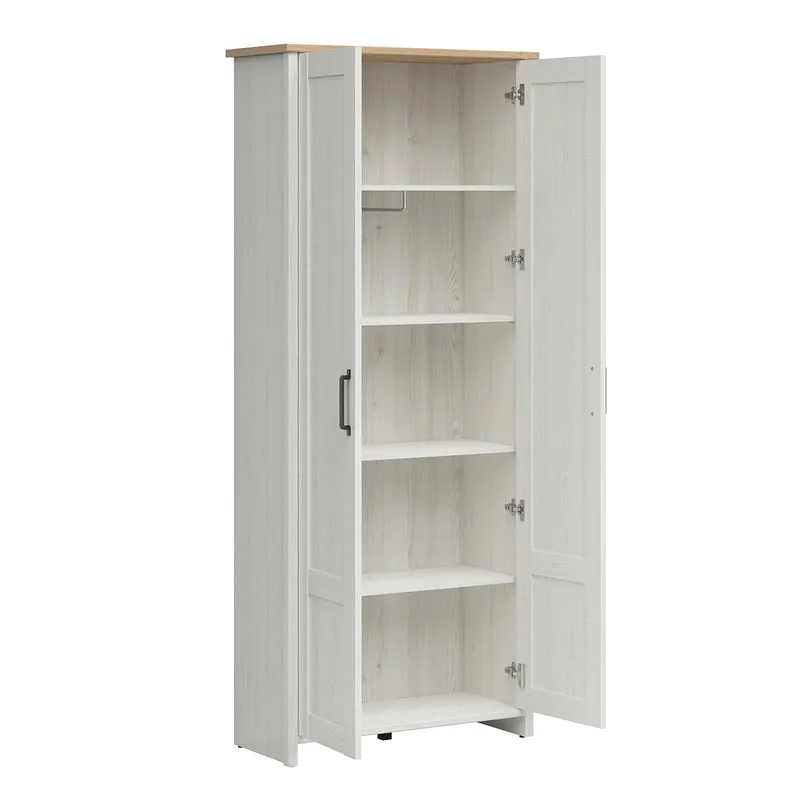 Armoire 2 portes Aksel Blanc et Bois