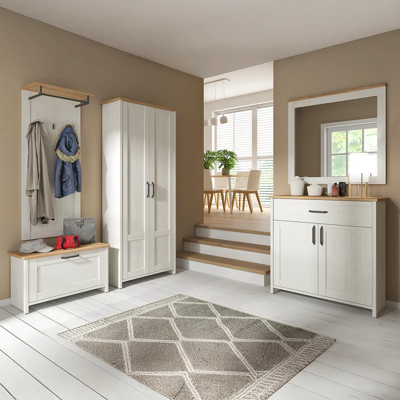 Armoire 2 portes Aksel Blanc et Bois