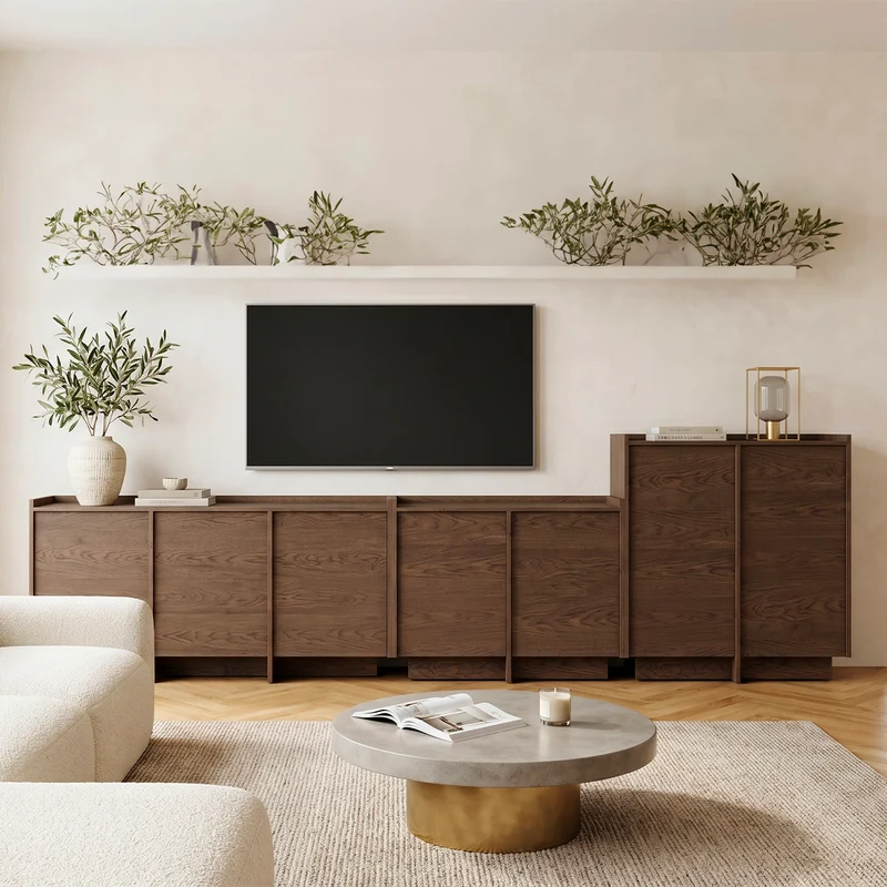 Buffet 2 portes Japandi Bois foncé