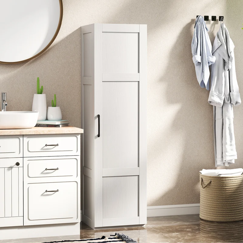 Tall Storage Cabinet, 4 Shelves, White