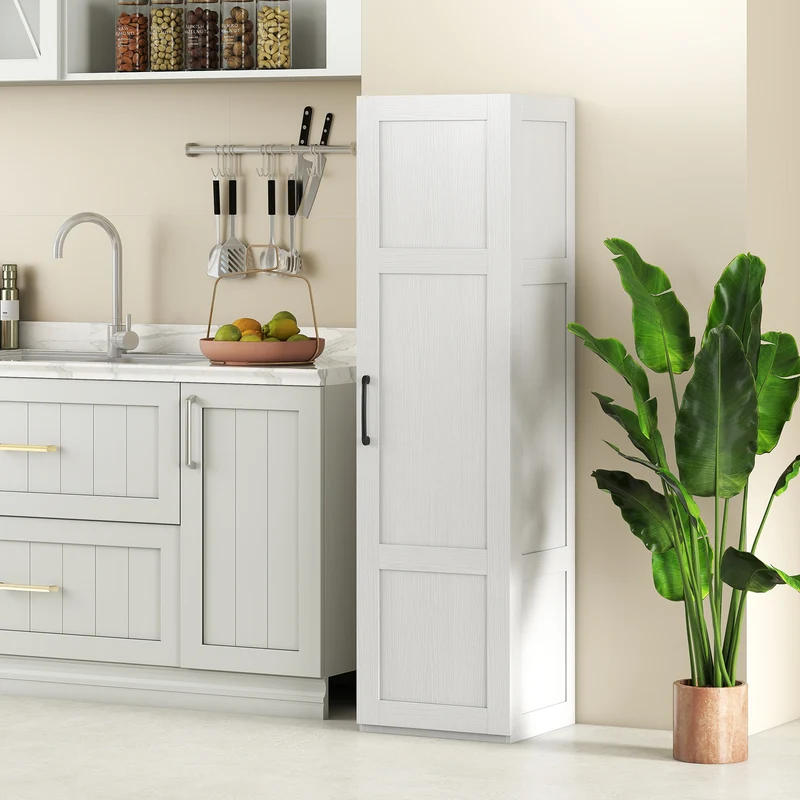Tall Storage Cabinet, 4 Shelves, White