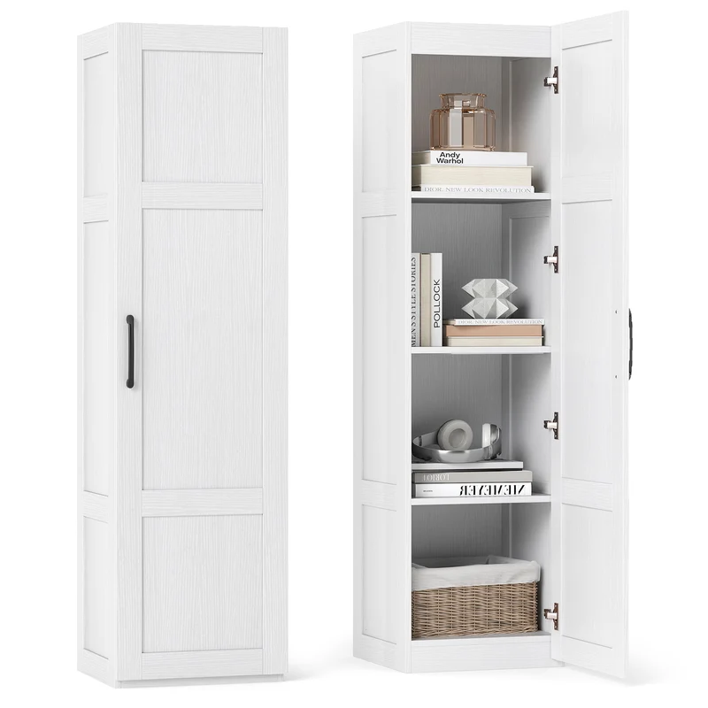 Tall Storage Cabinet, 4 Shelves, White