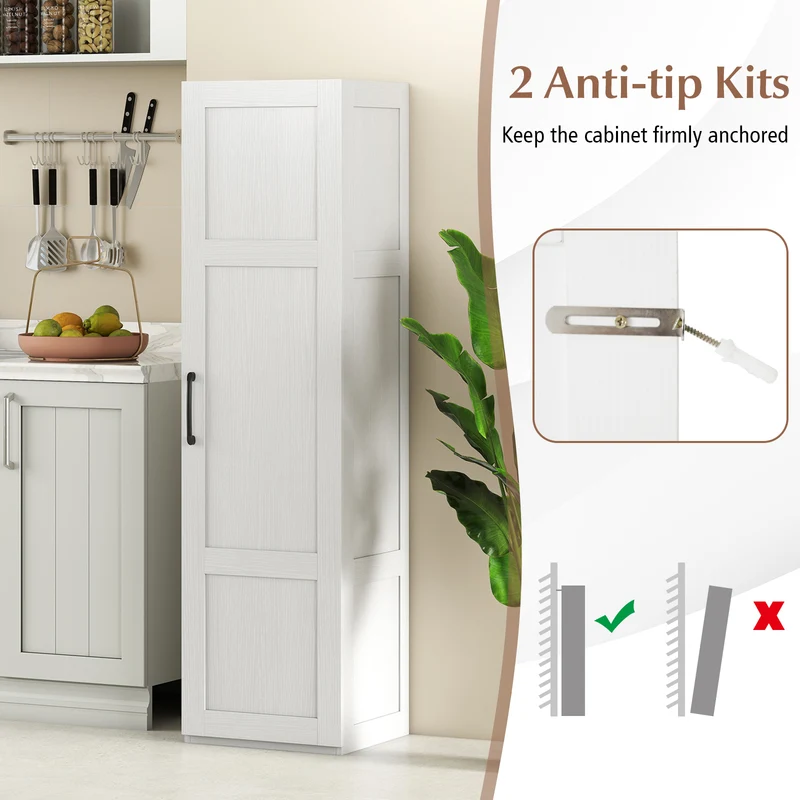 Tall Storage Cabinet, 4 Shelves, White