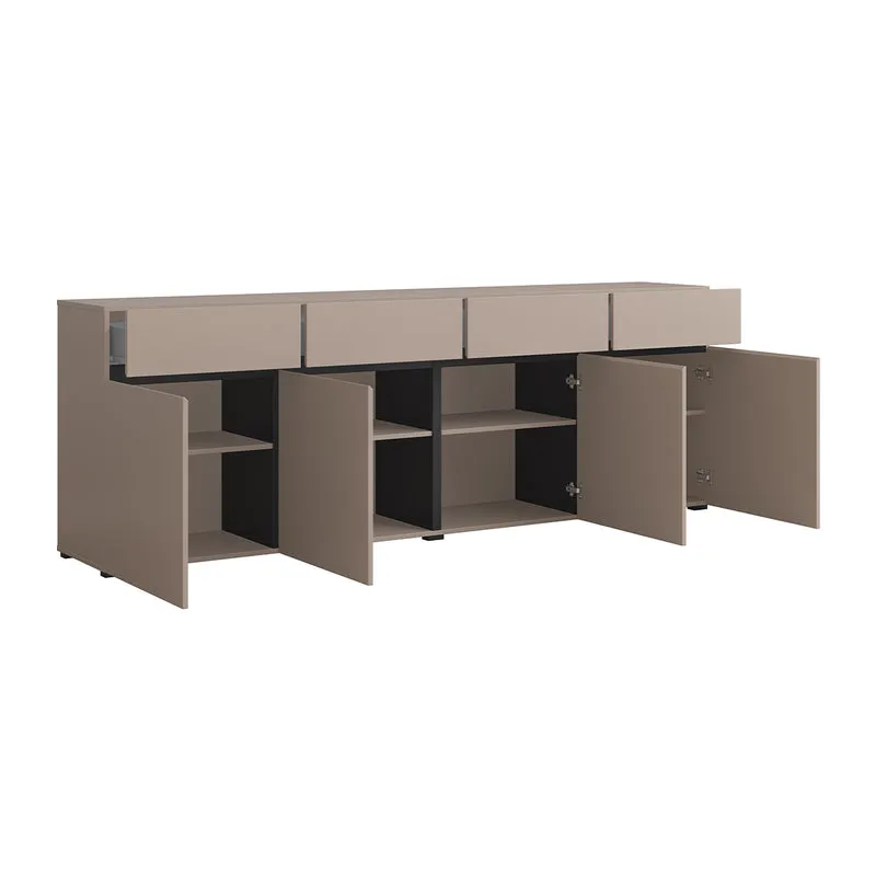 Buffet 4 portes 4 tiroirs Lilia Taupe