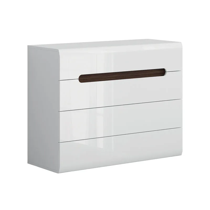 Commode 4 tiroirs Darrel Blanc laqué et Bois