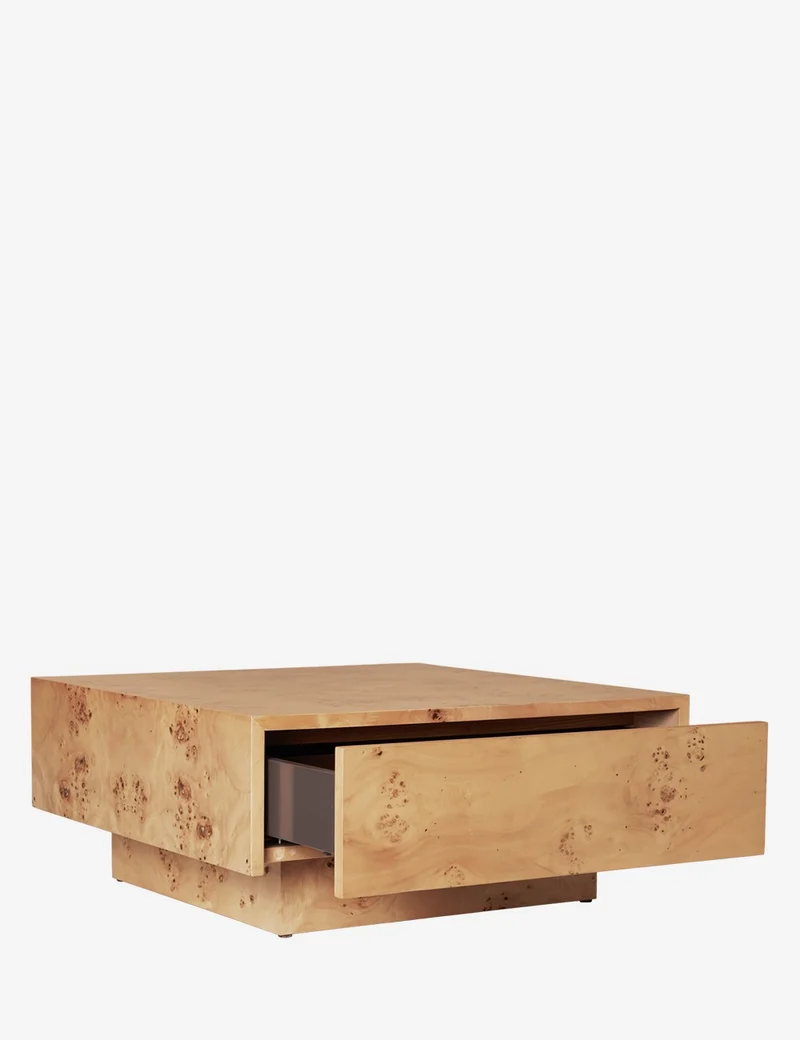 burl storage coffee table