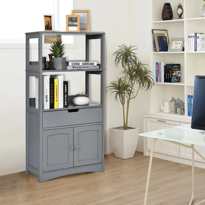 Bathroom Storage Cabinet With Drawer And Shelf, Gray