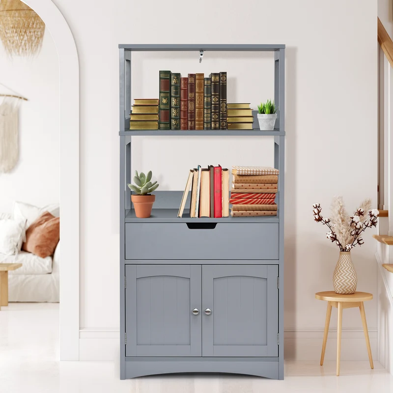 Bathroom Storage Cabinet With Drawer And Shelf, Gray