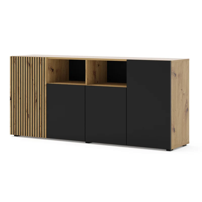 Buffet 4 portes Nera Bois et Noir