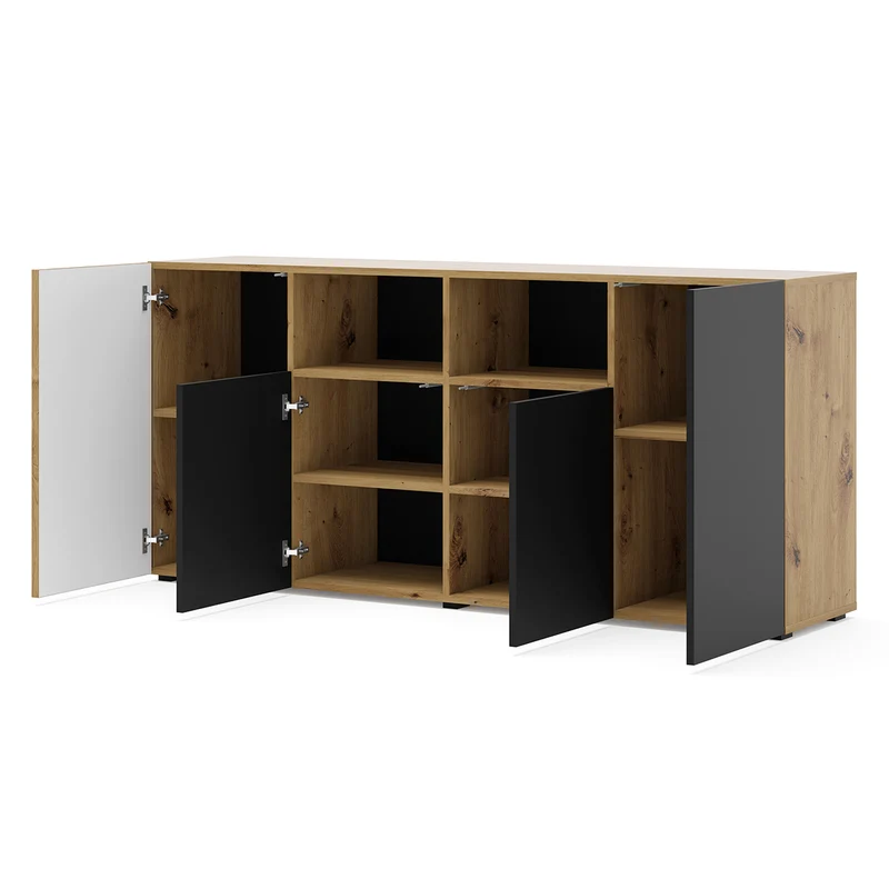 Buffet 4 portes Nera Bois et Noir