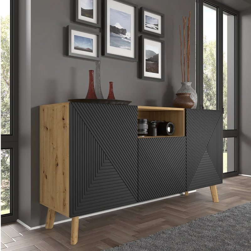 Buffet 3 portes Nexa Bois et Noir