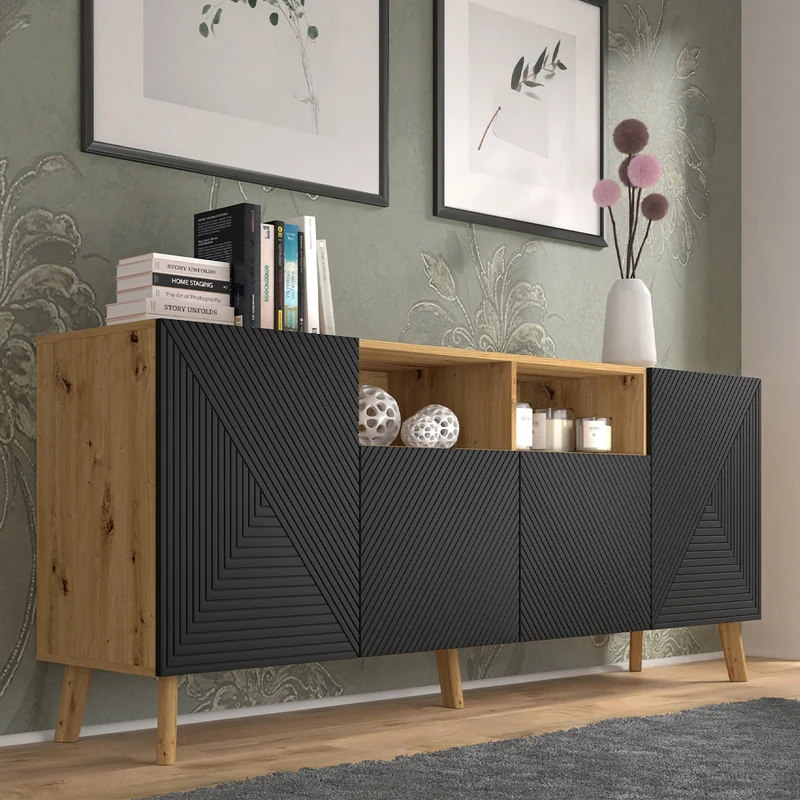 Buffet 4 portes Nexa Bois et Noir
