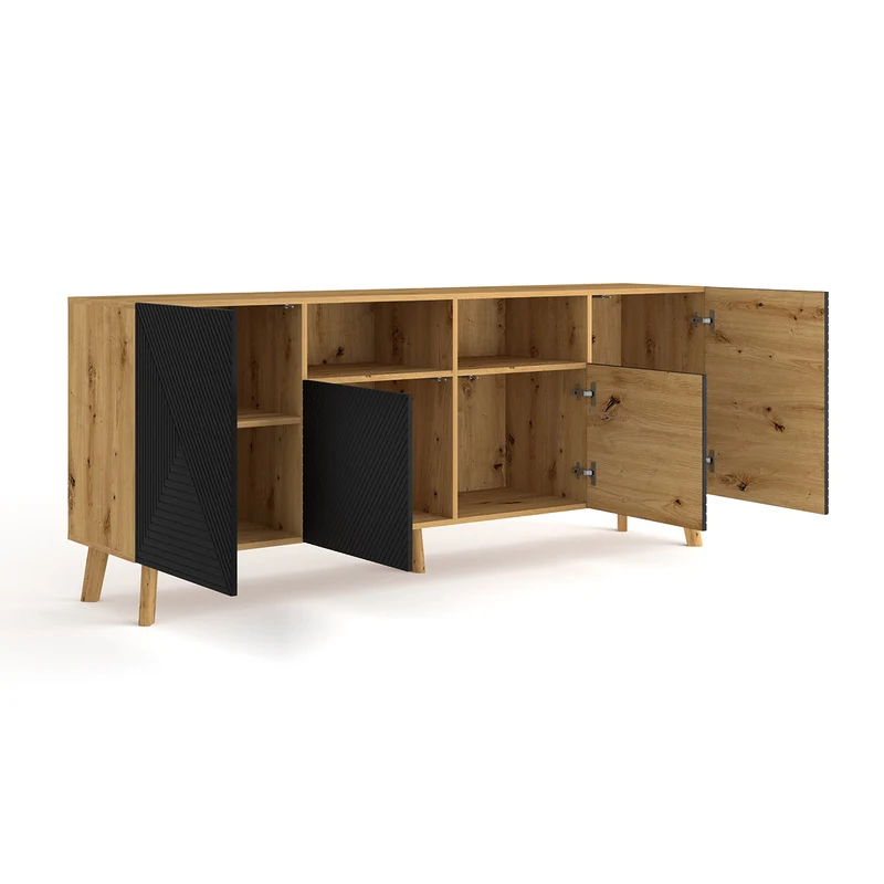 Buffet 4 portes Nexa Bois et Noir