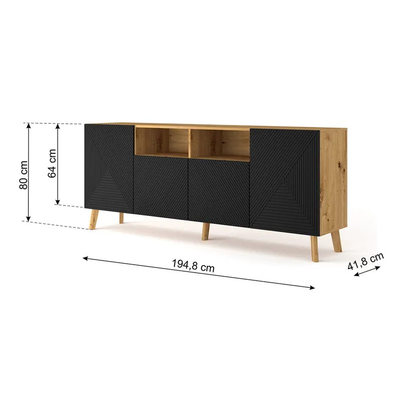 Buffet 4 portes Nexa Bois et Noir