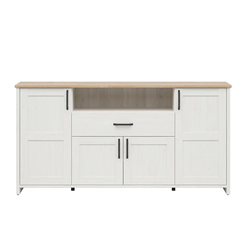 Buffet 4 portes 1 tiroir Aksel Blanc et Bois