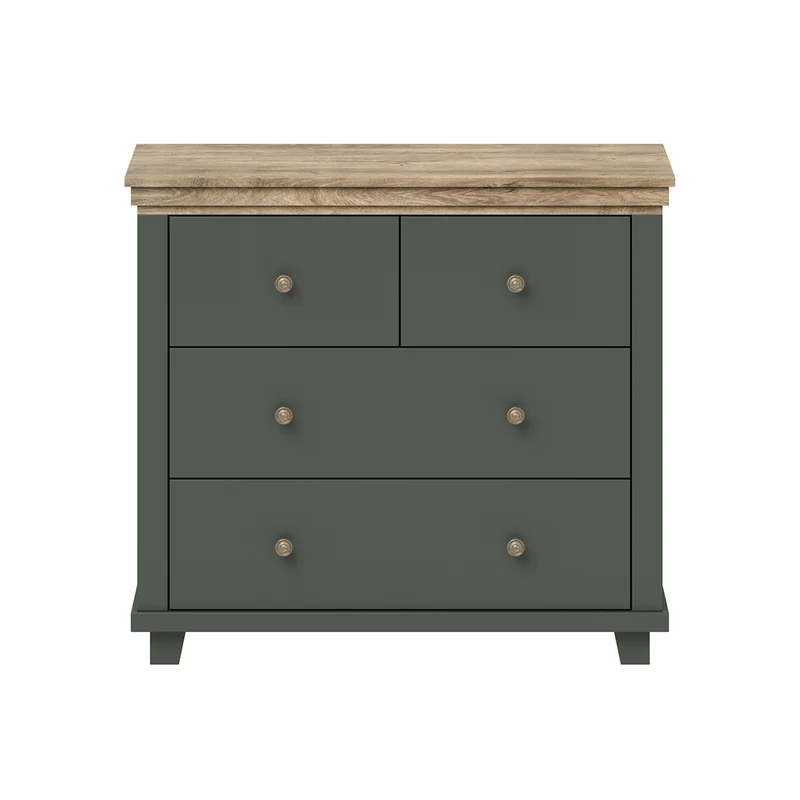 Commode 4 tiroirs Martin Vert et Bois