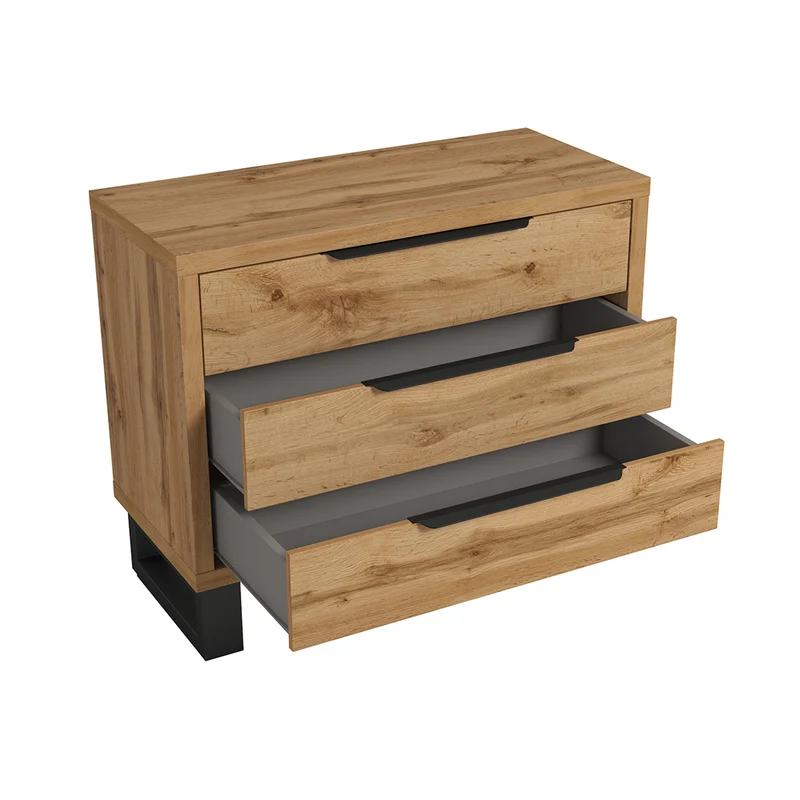 Commode 3 tiroirs Eden Bois et Noir
