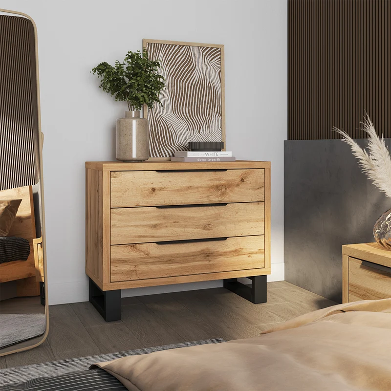 Commode 3 tiroirs Eden Bois et Noir