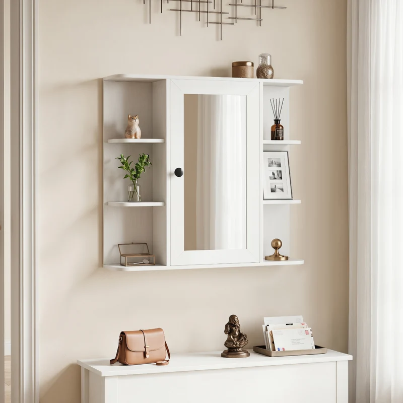 Wall Mounted Bathroom Medicine Cabinet With Mirror, White