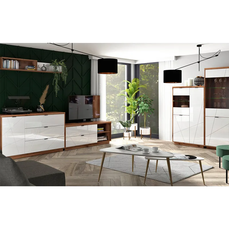 Buffet 3 tiroirs 1 porte Sven Blanc et Bois