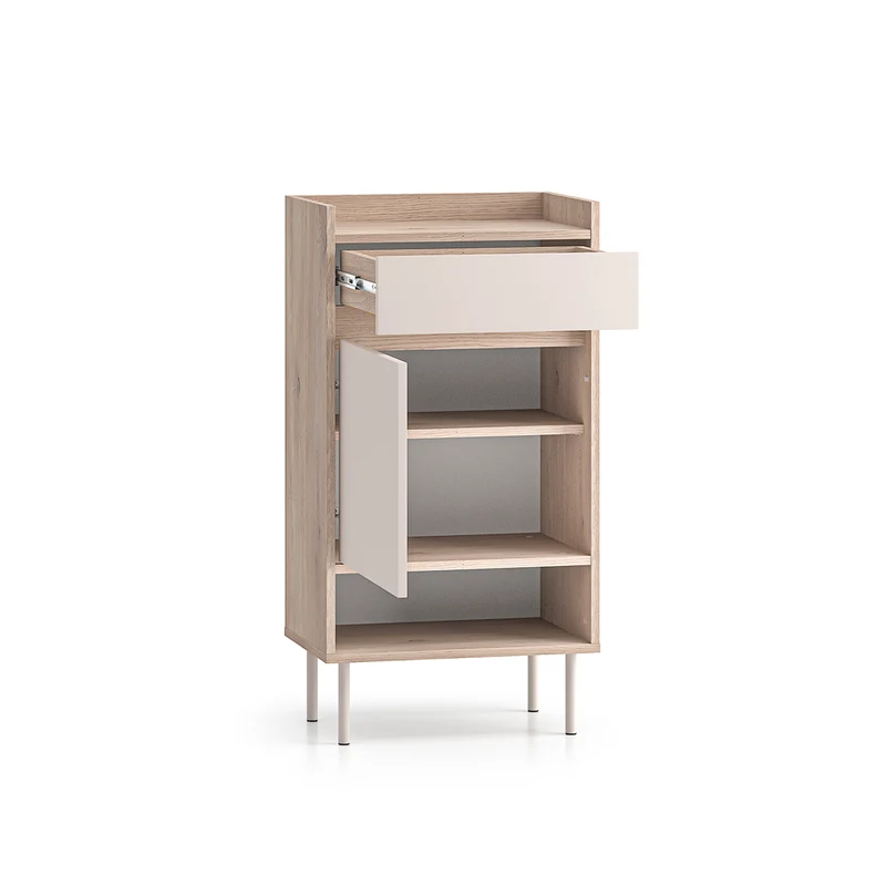 Meuble à chaussures 1 porte 1 tiroir Alos Cachemire et Bois