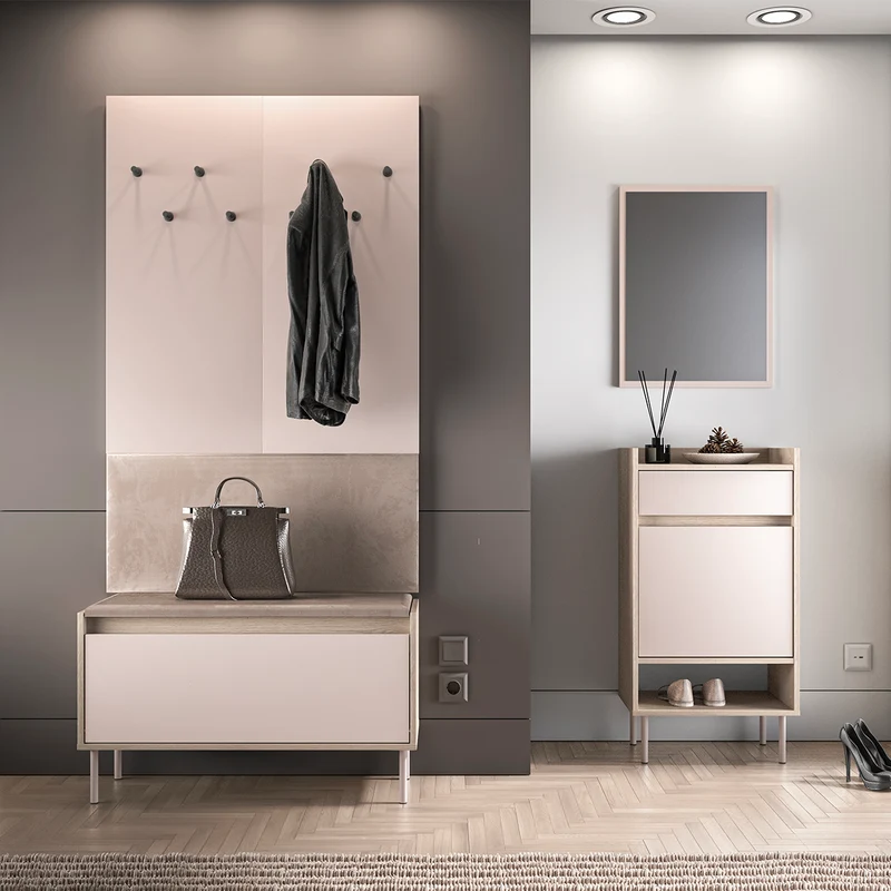 Porte-manteau mural 8 patères Alos Cachemire et Bois