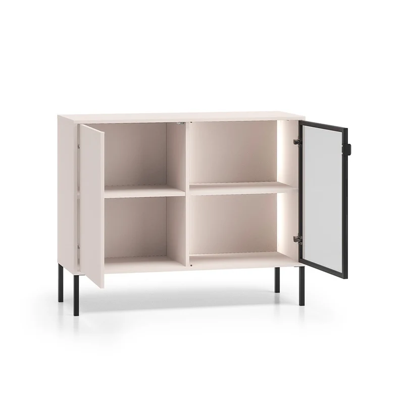 Buffet 2 portes LED inclus Paige Cachemire et Noir