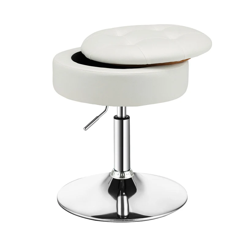 Adjustable 360° Swivel Vanity Stool With Removable Tray, White