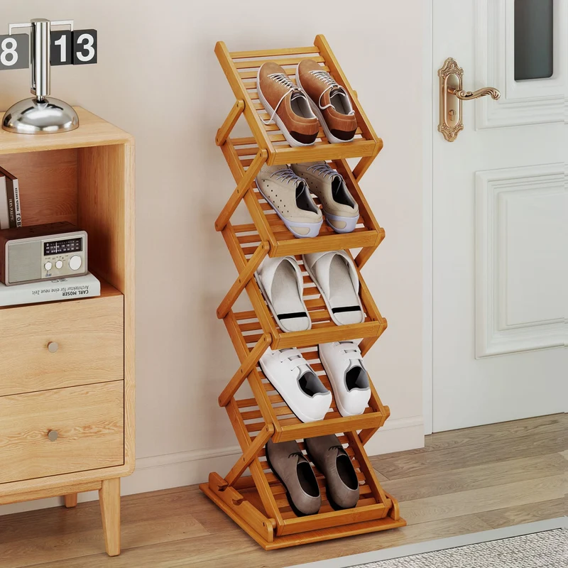 Foldable Bamboo Magazine Rack, 2 Adjustable Positions, Walnut