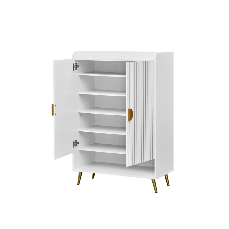 44" Shoe Storage Cabinet, 7-Tier, Adjustable Shelves, White