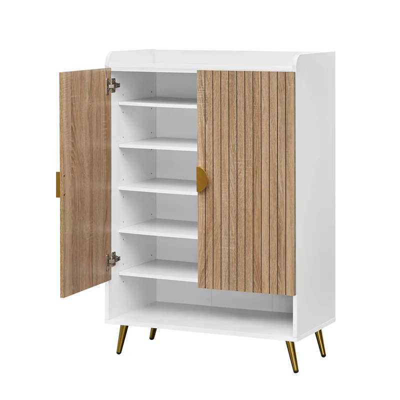 44" Tall Shoe Storage Cabinet, 7-Tier Doors, Adjustable Shelves