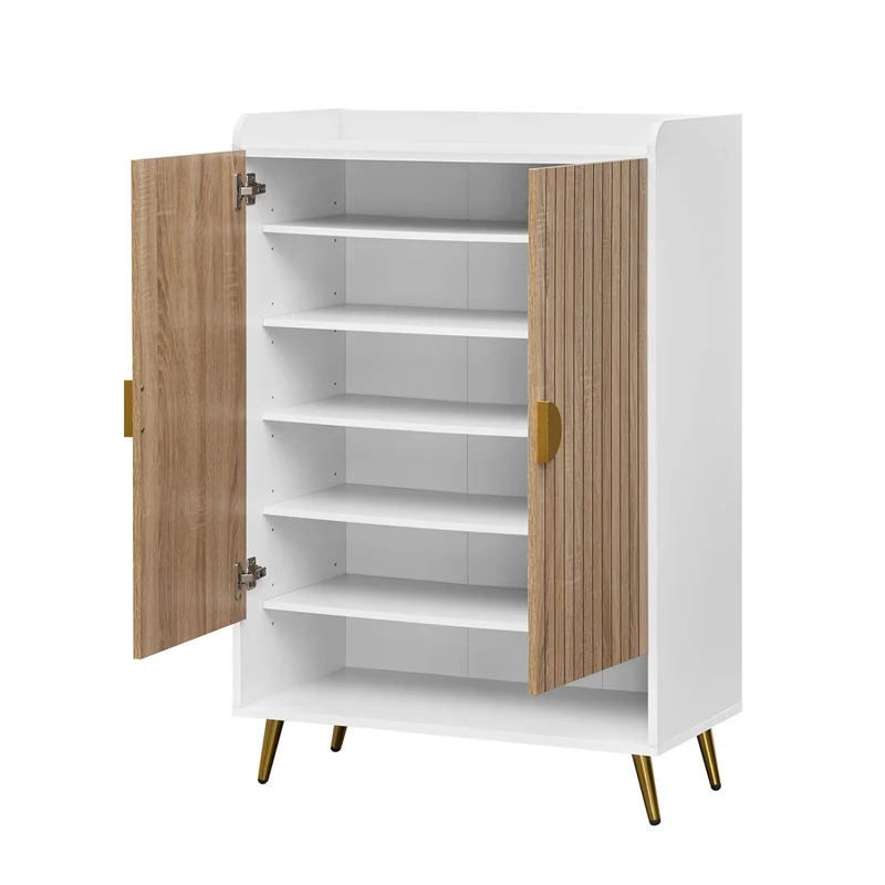 44" Tall Shoe Storage Cabinet, 7-Tier Doors, Adjustable Shelves
