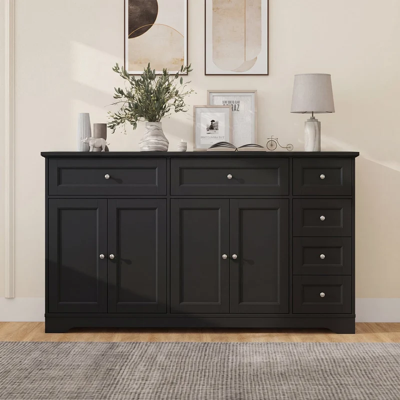 Buffet Sideboard 59" Console Table, Black