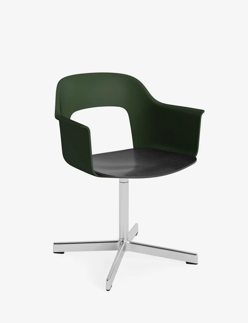layout armchair 232 polished aluminium/black oak