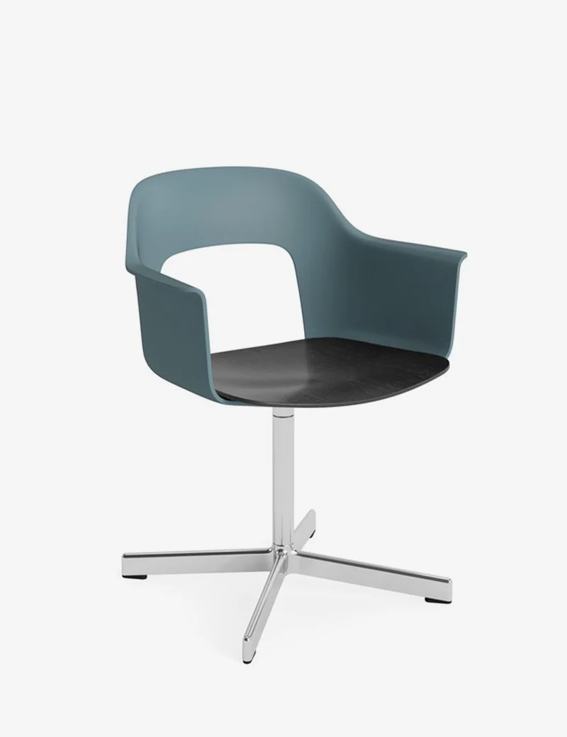 layout armchair 232 polished aluminium/black oak