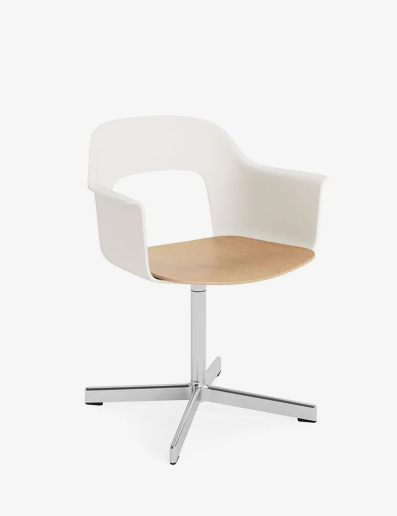 layout armchair 232 polished aluminum/oak