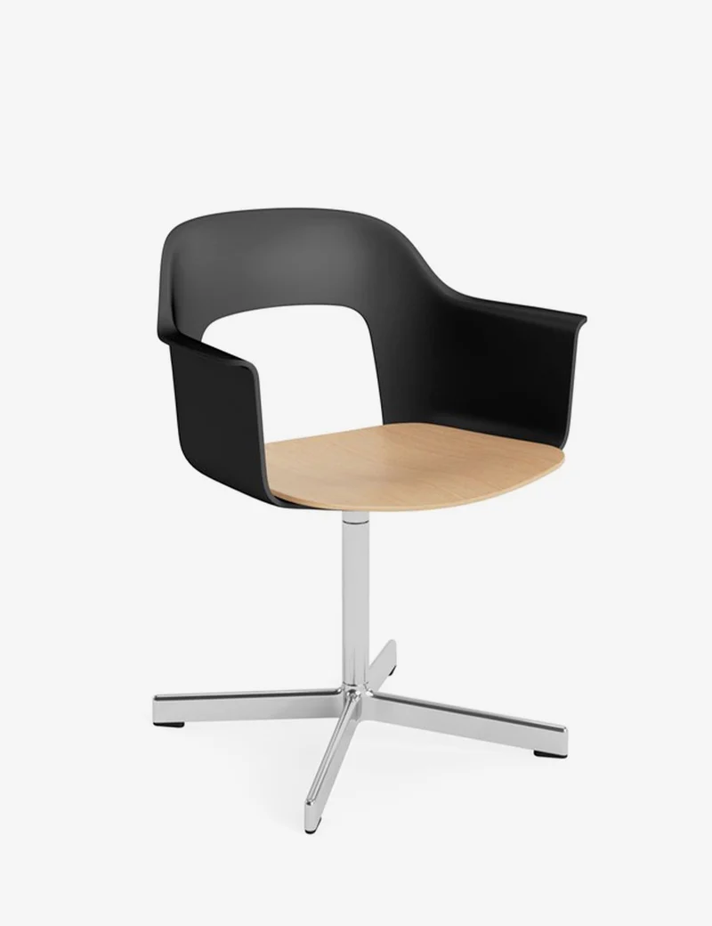 layout armchair 232 polished aluminum/oak