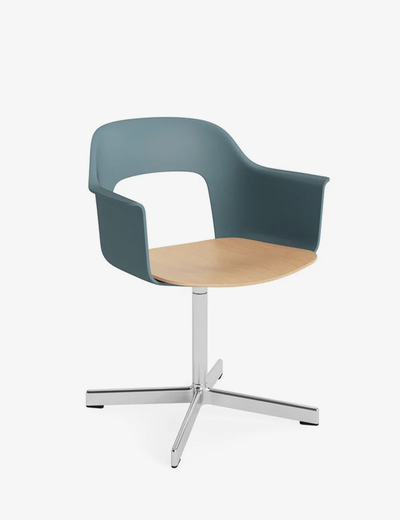 layout armchair 232 polished aluminum/oak