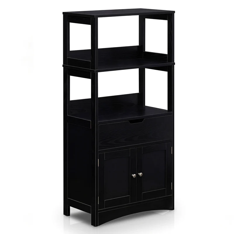 Bathroom Storage Cabinet With Drawer, Black